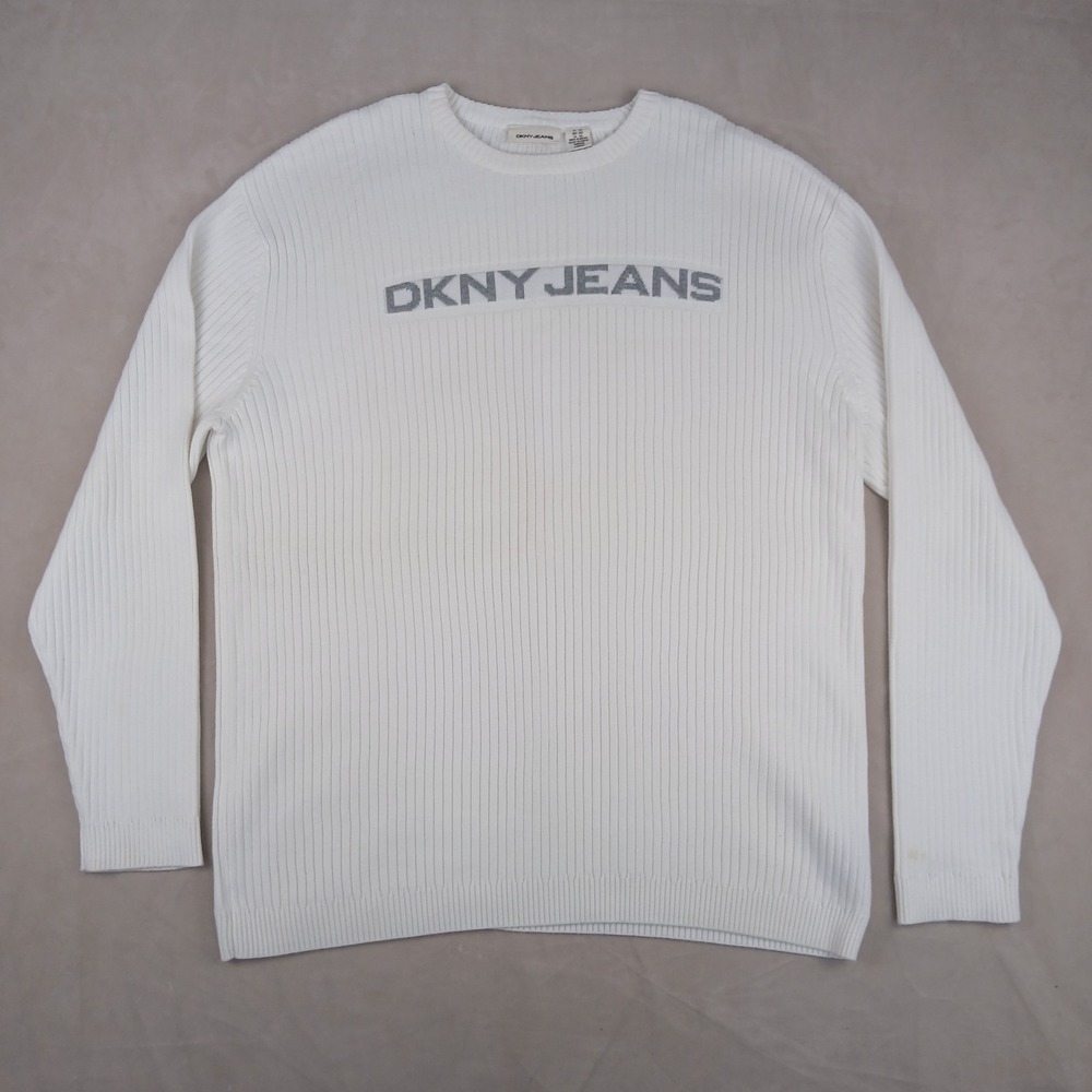 VTG DKNY XXL Mens Sweater Ribbed 90s Streetwear 23x29‎ FLAWS